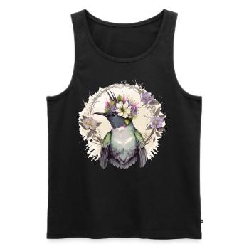 Cute Watercolor Hummingbird Flower Crown Floral Bi - Männer Premium Bio Tank Top - Schwarz - Vorne - Michal (187cm)