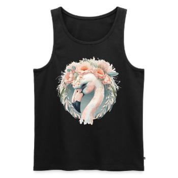Mignon flamant blanc fleur exotique d’oiseau couronne Tropi - Débardeur bio Premium Homme - noir - Devant - AI Model Male 178 light (178cm)