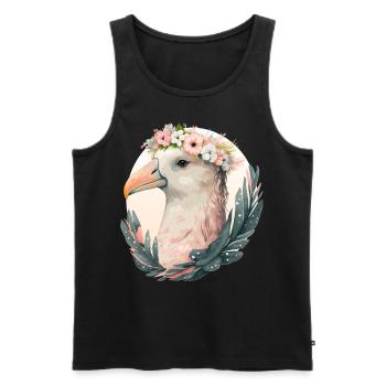 Cute Albatross Bird Flower Crown Floral Tropical B - Men's Premium Organic Tank Top - black - Front - Michal (187cm)