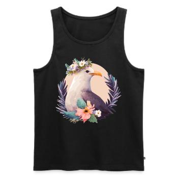 Cute Seagull Bird Flower Crown Floral Birds - Men's Premium Organic Tank Top - black - Front - AI Model Male 178 light (178cm)