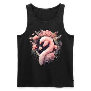 Mignon rose flamant rose fleur d’oiseau tropical couronne Flor - Débardeur bio Premium Homme - noir - Devant - Michal (187cm)