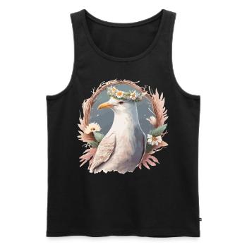 Seagull Bird Flower Crown Floral Seabirds - Men's Premium Organic Tank Top - black - Front - Michal (187cm)
