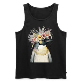 Cute Emperor Penguin Seabird Flower Crown Floral B - Männer Premium Bio Tank Top - Schwarz - Vorne - Michal (187cm)