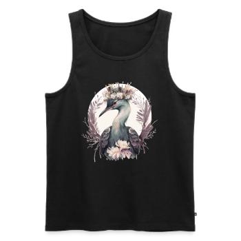 Cute Crane Bird Flower Crown Floral Birding - Männer Premium Bio Tank Top - Schwarz - Vorne - Michal (187cm)
