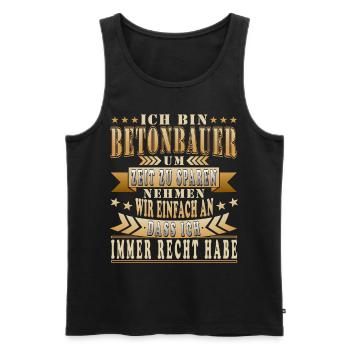 Betonbauer Sprüche Betonbauer - Männer Premium Bio Tank Top - Schwarz - Vorne - Michal (187cm)