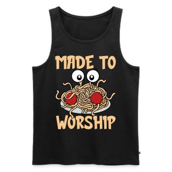 Monstre spaghetti volant FSM Pastafarian - Débardeur bio Premium Homme - noir - Devant - Michal (187cm)