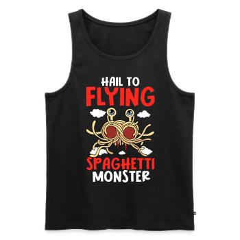 FSM Pastafarian - Männer Premium Bio Tank Top - Schwarz - Vorne - AI Model Male 178 light (178cm)