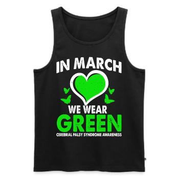 In March we wear Green Cerebral Palsy Syndrome - Men's Premium Organic Tank Top - black - Front - Michal (187cm)