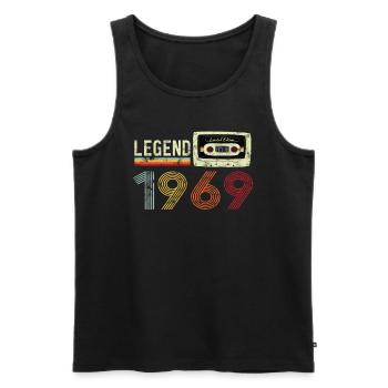 1969 Birthday Vintage Cassette - Débardeur bio Premium Homme - noir - Devant - AI Model Male 178 light (178cm)