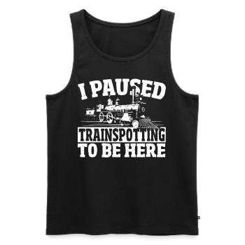 I Paused Trainspotting To Be Here Trainspotter - Men's Premium Organic Tank Top - black - Front - AI Model Male 178 light (178cm)