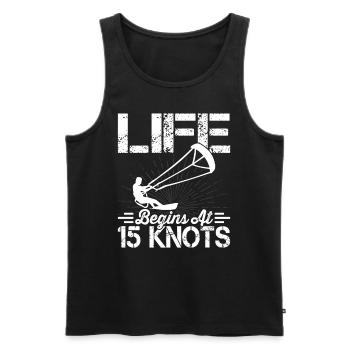 Das Leben Eines Kiteboarders Beginnt Bei 15 - Männer Premium Bio Tank Top - Schwarz - Vorne - Michal (187cm)