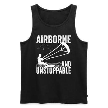 Kiteboarder Airborne Kite Surfer Kite Surfing - Männer Premium Bio Tank Top - Schwarz - Vorne - AI Model Male 178 light (178cm)