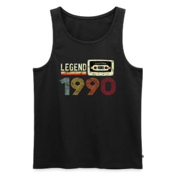 1990 Birthday Vintage Cassette - Débardeur bio Premium Homme - noir - Devant - AI Model Male 178 light (178cm)