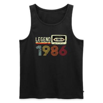 1986 Birthday Vintage Cassette - Débardeur bio Premium Homme - noir - Devant - Michal (187cm)
