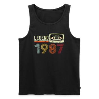 1987 Birthday Vintage Cassette - Men's Premium Organic Tank Top - black - Front - AI Model Male 178 light (178cm)