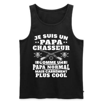 Un papa chasseur c'est comme un papa normal - Débardeur bio Premium Homme - noir - Devant - Michal (187cm)