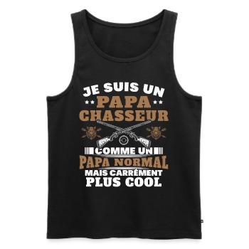 Un papa chasseur c'est comme un papa normal - Débardeur bio Premium Homme - noir - Devant - Michal (187cm)