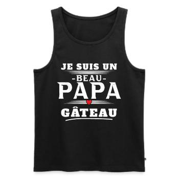 Un Beau Papa Gâteau Pâtisserie Humour Cadeau Noël - Débardeur bio Premium Homme - noir - Devant - AI Model Male 178 light (178cm)