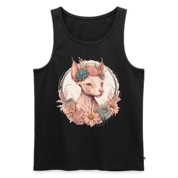 Cute Sphynx Cat Cat Flower Crown Cats Pet Kitten - Men's Premium Organic Tank Top - black - Front - Michal (187cm)