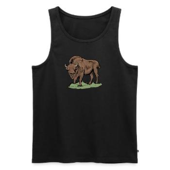 Bison I Bison Wild Cattle Motif with Buffalo and Calf - Men's Premium Organic Tank Top - black - Front - AI Model Male 178 light (178cm)