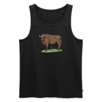 Wisent I Bison Wildrind Motiv mit Büffel und Kalb - Männer Premium Bio Tank Top - Schwarz - Vorne - AI Model Male 178 light (178cm)