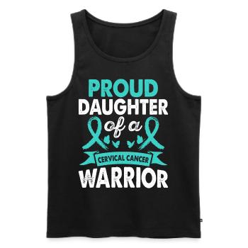 Fille du guerrier du cancer du col de l’utérus - Débardeur bio Premium Homme - noir - Devant - AI Model Male 178 light (178cm)