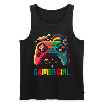 Gaming Konsole PC Zockerin Mädchen Gamer Girl - Männer Premium Bio Tank Top - Schwarz - Vorne - Michal (187cm)