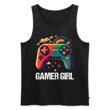 Gaming Konsole PC Zockerin Mädchen Gamer Girl - Männer Premium Bio Tank Top - Schwarz - Vorne - AI Model Male 178 light (178cm)