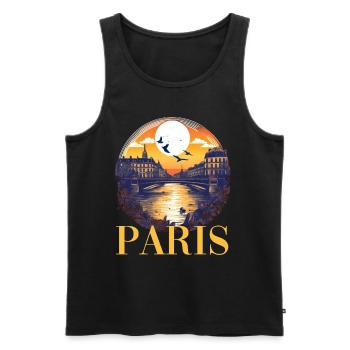 Paris Eiffelturm Bonjour Souvenirs - Männer Premium Bio Tank Top - Schwarz - Vorne - Michal (187cm)
