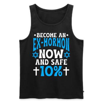 Post-Mormon Exmo - Men's Premium Organic Tank Top - black - Front - AI Model Male 178 light (178cm)