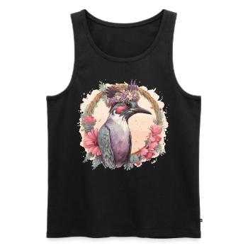 Artistic Watercolor Woodpecker Bird Flower Crown P - Men's Premium Organic Tank Top - black - Front - Michal (187cm)
