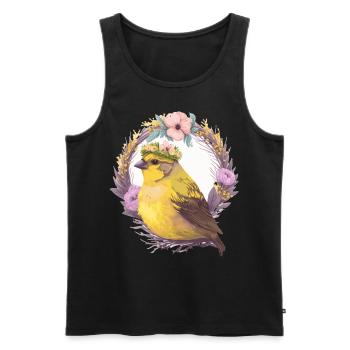 Mignon Aquarelle Canary Bird Fleur Couronne Oiseaux de compagnie - Débardeur bio Premium Homme - noir - Devant - Michal (187cm)