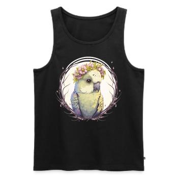 Artistic Watercolor Parakeet Bird Flower Crown Pet - Men's Premium Organic Tank Top - black - Front - Michal (187cm)