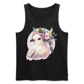 Mignon pigeon blanc pigeon oiseau couronne couronne oiseaux de compagnie - Débardeur bio Premium Homme - noir - Devant - Michal (187cm)