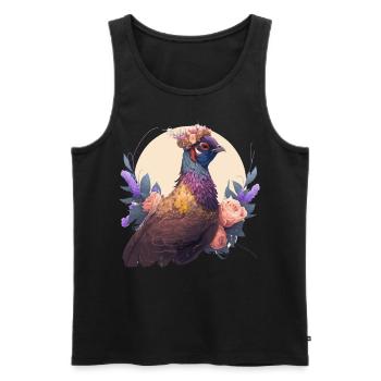 Cute Watercolor Pheasant Bird Flower Crown Pet Bir - Männer Premium Bio Tank Top - Schwarz - Vorne - Michal (187cm)