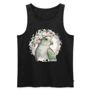 Artistic Monk Parakeet Quaker Parrot Bird Flower C - Men's Premium Organic Tank Top - black - Front - Michal (187cm)