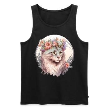 Cute Ragamuffin Cat Flower Crown Cats Pet Kitten - Men's Premium Organic Tank Top - black - Front - Michal (187cm)