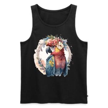 Watercolor Parrot Macaw Bird Flower Crown Pet Bird - Männer Premium Bio Tank Top - Schwarz - Vorne - Michal (187cm)