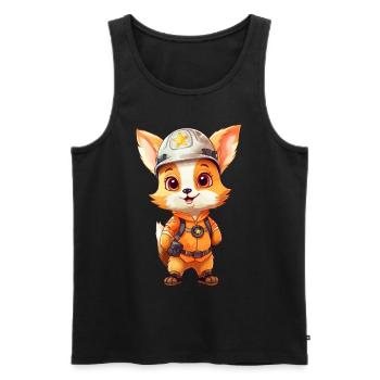 Renard mignon en tant que pompier - Fire Brigade Forest Animal - Débardeur bio Premium Homme - noir - Devant - Michal (187cm)