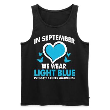 Im September Tragen Wir Hellblaues - Männer Premium Bio Tank Top - Schwarz - Vorne - Michal (187cm)
