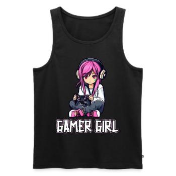 Gaming Konsole PC Zockerin Mädchen Gamer Girl - Männer Premium Bio Tank Top - Schwarz - Vorne - Michal (187cm)