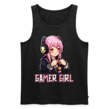 Gaming Konsole PC Zockerin Mädchen Gamer Girl - Männer Premium Bio Tank Top - Schwarz - Vorne - Michal (187cm)