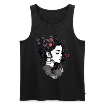 Gothic Girls and Butterflies: Aesthetic - Men's Premium Organic Tank Top - black - Front - Michal (187cm)