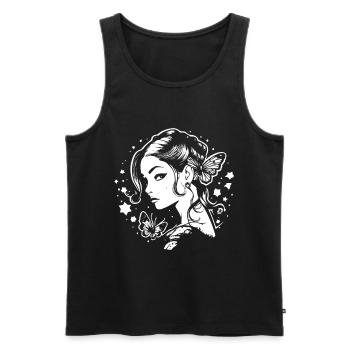Aesthetic gothic girl with butterflies: - Men's Premium Organic Tank Top - black - Front - Michal (187cm)