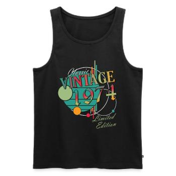 Vintage 1974 Vintage Retro Birthday Gift - Men's Premium Organic Tank Top - black - Front - Michal (187cm)