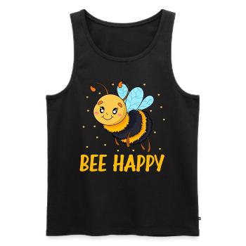 Bee Happy - Men's Premium Organic Tank Top - black - Front - AI Model Male 178 light (178cm)
