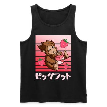 Bigfoot Kawaii Erdbeer-Milchshake - Männer Premium Bio Tank Top - Schwarz - Vorne - AI Model Male 178 light (178cm)