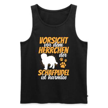 Méfiez-vous du caniche de berger - Débardeur bio Premium Homme - noir - Devant - AI Model Male 178 light (178cm)