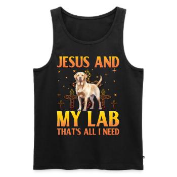 Jesus and my Labrador that's all I need - Männer Premium Bio Tank Top - Schwarz - Vorne - AI Model Male 178 light (178cm)