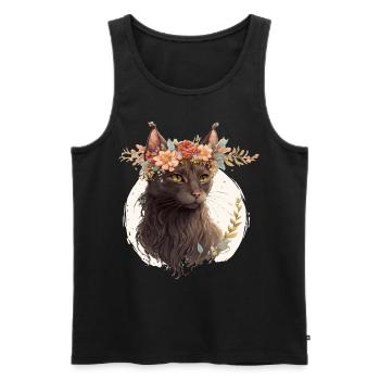 Cute Havana Brown Cat Flower Crown Cats Pet Kitten - Men's Premium Organic Tank Top - black - Front - Michal (187cm)
